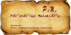 Pöstényi Malakiás névjegykártya